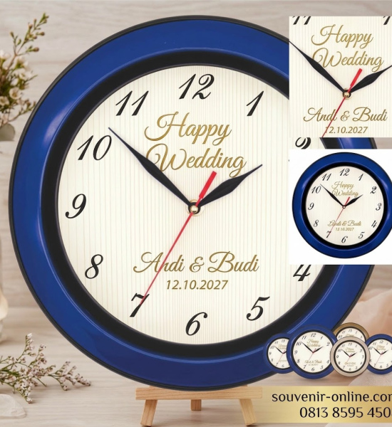 Cetak Jam Dinding Souvenir Pernikahan Custom Elegan