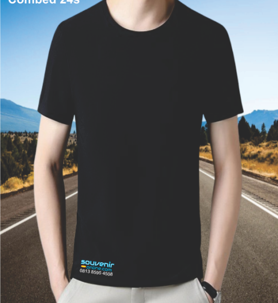 Kaos Combed Hitam Polos 24s 