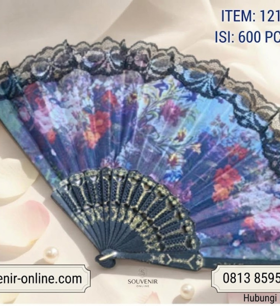 Souvenir Kipas Tangan Floral Lace Premium